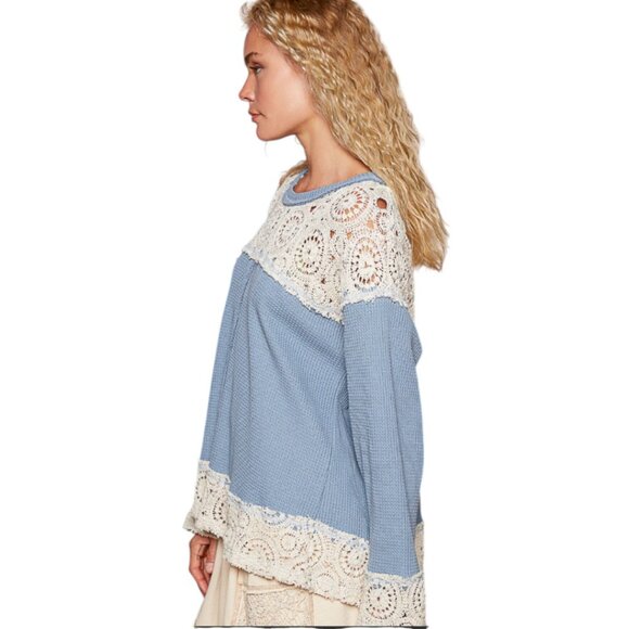 #2 POL LONG SLEEVE TOP LIGHTWEIGHT BLUE SO NICE!! (1SM) (1MD) LEFT - Picture 4 of 9